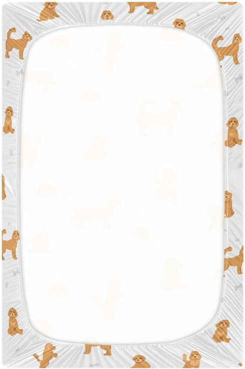 52 28 9In Crib Sheets for Boys Labradoodle Dog Toddler Baby Girl Sheets for Crib,Neutral Mini Crib Nursery Mattress