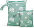 CoolaPeach 2 Pcs Wet Bags Waterproof Reusable Zippered Pocket Cloth Diaper Wet Dry