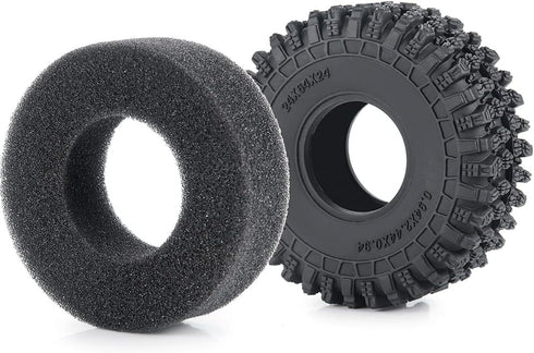 4PCS RC Soft Rubber 1.0 Tires 64MM with Foam Insert for 1/18 TRX4M 1/24 SCX24 Upgrades RC Crawler Car