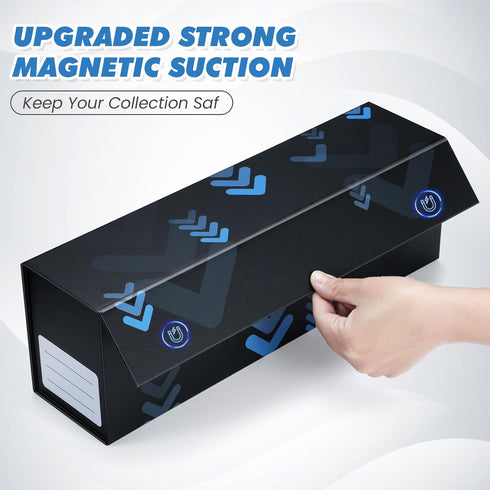 Trading Card Storage Box with Magnetic Closure, Fits 800 Cards, 200 Toploaders, Easy to Assemble (3 Pack)