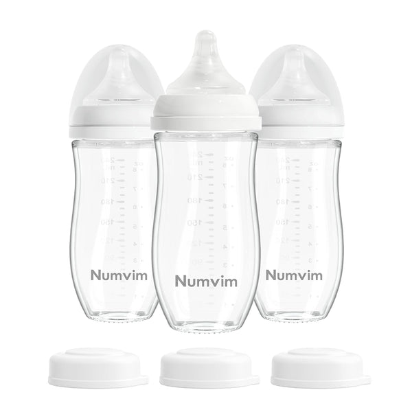 Natural Glass Baby Bottles with Gentle & Slow Flow Nipples, Newborn Breastfeeding