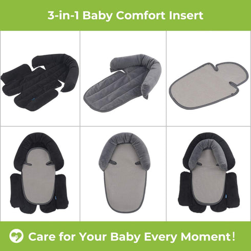 COOLBEBE 3-in-1 Upgraded Babybody Support for Newborn Infant Toddler - Extra Soft Car Seat Insert Cushion Pad, Perfect