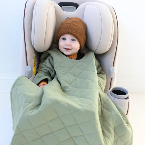 Coziest Buckle Me Baby Car Seat Blanket - Quilted Wearable Blanket with Sleeves - Ultra-Soft & Warm Minky - Jacket