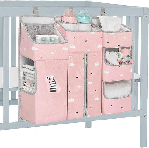 Hanging Diaper Caddy Organizer for Baby Crib - 3-in-1 Diaper Stacker for Nursery Organization