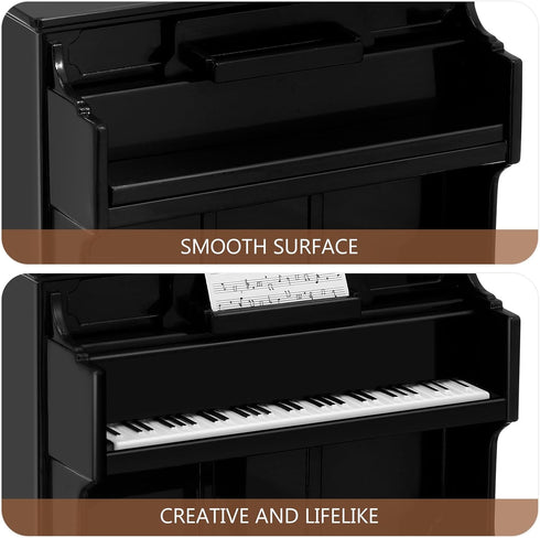 Piano Keyboard Toy for Kids Miniature Dollhouse Piano Model Musical Educational Toy for Fairy Garden Black