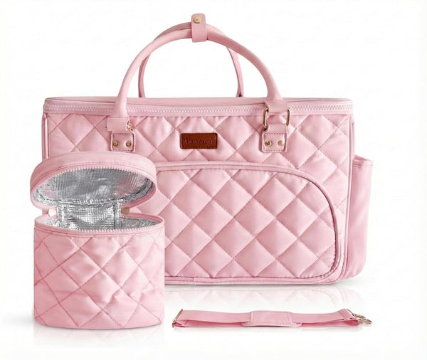 MOMCANDO Diaper Bag Tote with Dividers, Zipper, Top Cover and Strap, Larger Size