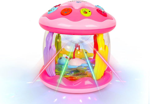 6-12 12-18 Tummy 1 2 M SANMERSEN Baby Girl Toys Months - Babies Ocean Rotating Projector Light Up Musical Toys