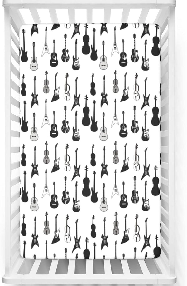 Music Themed Fitted Crib Sheet,Standard Crib Mattress Fitted Sheet Toddler Bed Mattress