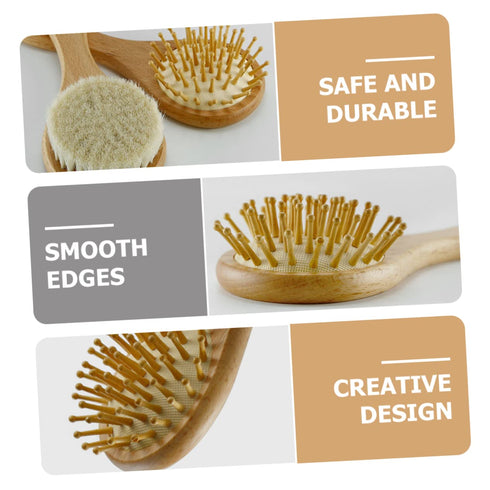 Set Set Wool Brush Baby Hair Brush Comb Grooming Newborn Scalp Massager Present for Toddlers