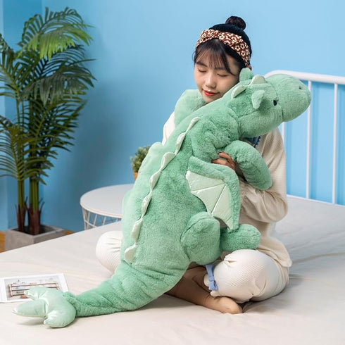 Dragon Stuffed Animal, 35.4 Inches Medium Plush Toy for Kids, Very Cute Plushie Dragon in Pink, White, Green, and Blue