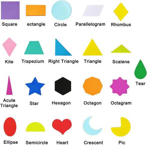 1035 Pcs 15 Colors 3 Sizes 22 Shape Bulk Foam Stickers, Self-Adhesive Geometry Shapes for Kids Classroom Art Crafts