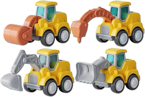 D-KINGCHY Construction Vehicle Toys for Toddlers, Press and Go Bulldozer Excavator Drill