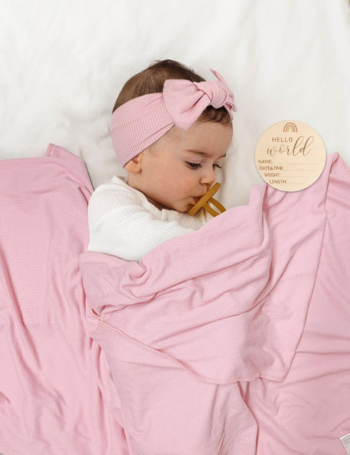 Set, Stretchy Baby Swaddle Blanket and Headband Newborn Receiving Blankets with Matching Hat for Nursery Swaddle Wrap