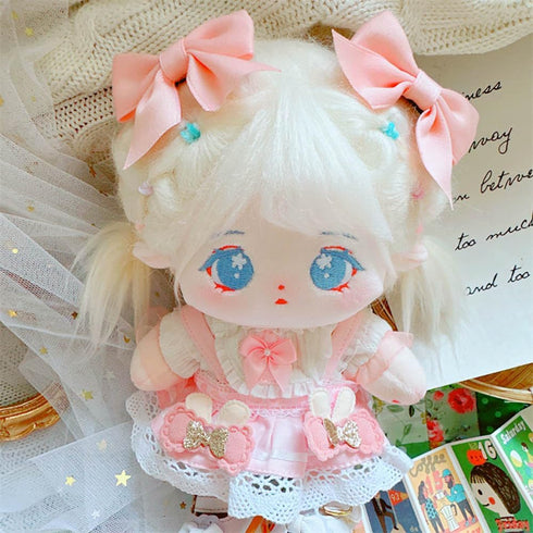 niannyyhouse 20cm Plush Doll Clothes: Pink Headwear, Shirt, Skirt for 8in Soft Stuffed Toy