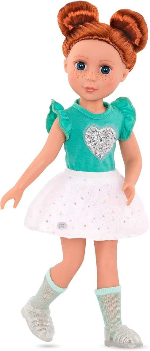 Glitter Girls 14-Inch Doll Clothes, Sparkling with Style Glittery Top and Skirt Outfit, Green White
