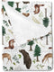 Woodland Forest Animals Baby Blanket - Pine Tree Bear Fox Deer Flannel Fleece, 30 x 40 for Boys Gift