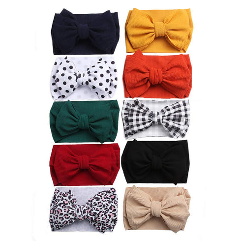 KIDOCHEESE Big Bows Baby Girl Headbands with Oversized Bows, Elastics Nylon Hairbands for Newborns, Infants, Toddlers,
