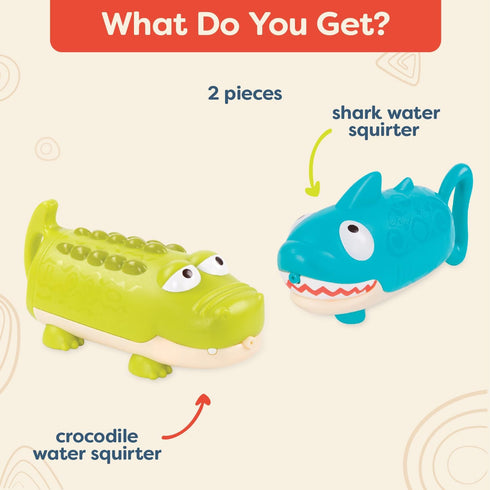 B. toys Splishin’ Splash Animal Water Squirts Duo Pack – Fun Bath Toys for Kids, Outdoor Water Play