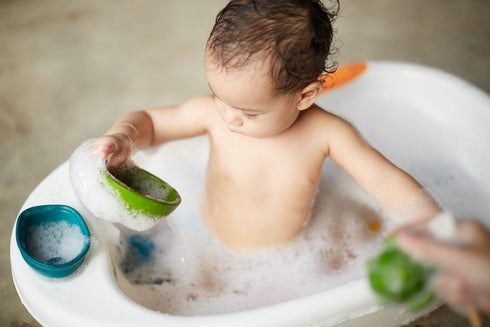 PlanToys Fountain Bowl Set for Bath and Water Play Toy (5714), Eco-Friendly PlanWood, Rubberwood