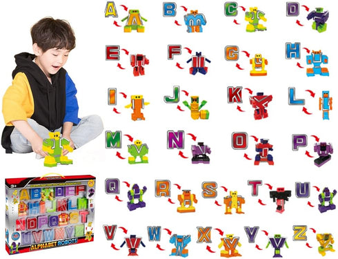 26 Cyeah Alphabet Robot Toys for Preschool Kids Education, Transforming Robotic Toys Pieces