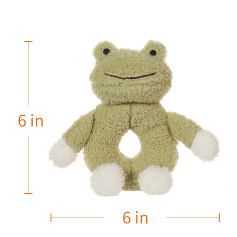 Apricot Lamb Baby Frog Soft Rattle Toy, Plush Stuffed Animal for Newborn Soft Hand Grip Shaker Over 0 Months (Frog, 6 Inches)