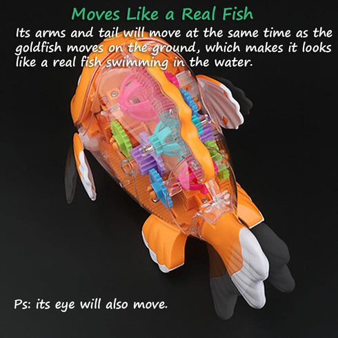 Transparent Mechanical Gear Toy - Goldfish Car Toy with Lights and Music, Universal Wheel Car Toy (Goldfish)