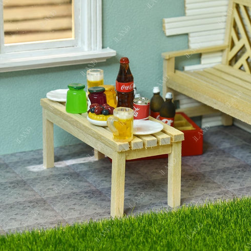 1:12 6pcs) iLAND Dollhouse Furniture and Accessories on Scale incl Dollhouse Patio Tables & Garden Chairs & BBQ Grill