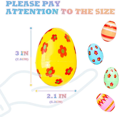 CJYGEGE 3 Inch 30 Pack Jumbo Plastic Easter Eggs - Premium Colorful Fillable Empty Easter Eggs Bulks for Easter Basket