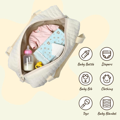 Large Diaper Bag Tote, Cotton Cute Diaper Bag with Stroller Hooks, Portable Travel Universal Stroller Organizer Baby