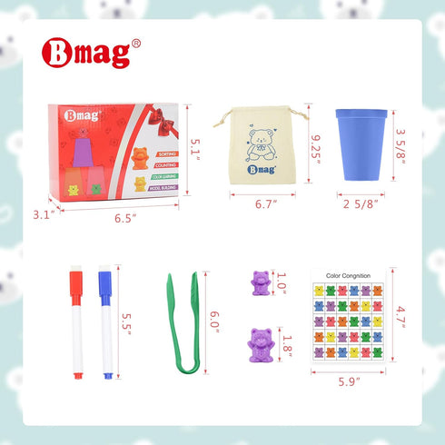 Bmag Counting Bears with Matching Sorting Cups - Preschool Math Learning Game for Kids Age 3-5