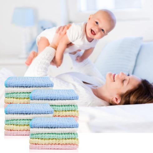 20 Pack 20 10 Inch 6 5 Tudomro Muslin Burp Cloths x Absorbent Washcloths Layers Colors Baby Rags Towels Gentle