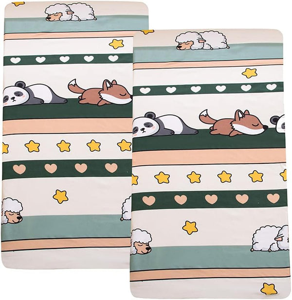 Soft Animals Printed Crib Sheet for Boys Girls,2 Pack Crib Mattress Sheet