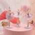 HYSTYLE 3 Pcs Pink Dancing Ballerina Girl Figurine, Miniature Figure Collection Playset Doll Toy for Cake Decoration