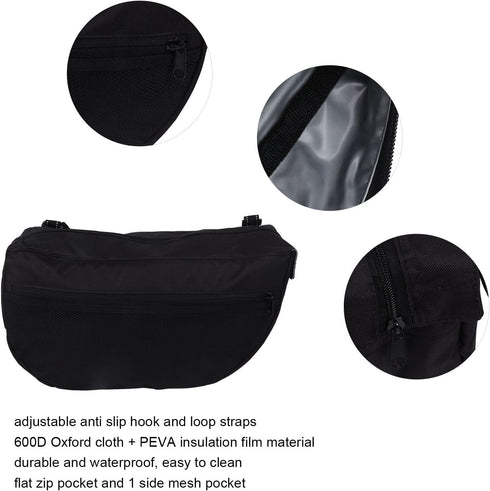 Side Sling Stroller Saddle Bag, Adjustable Prevent Slipping Waterproof Baby Stroller Organizer with Pocket for Travel
