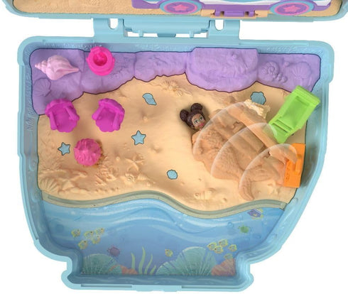Polly Pocket Dolls & Playset, Seaside Puppy Ride Compact with 11 Accessories, Travel Toy with Fidget Exterior