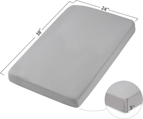 2 Pack, Pack 38x 24 Pack TILLYOU Mini Crib Sheets Fitted and Play Sheets for Toddler Mattress, Soft and Breathable n