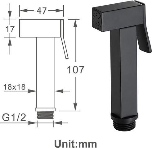 VNFOCRQJH Set Handheld Bidet Sprayer for Toilet, Black Portable Cloth Diaper Sprayer Brass Bathroom Bidet Sprayer Kit