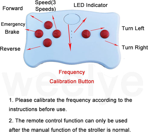 (TX10) 2.4G weelye red Button Bluetooth Remote Control, No Universal,for Kids Electric Ride On Car Only with Brand