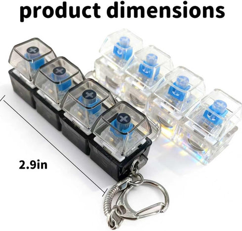 #LOVESPACE 2 Pack Keyboard Fidget Keychain with LED Lights,Keyboard Fidget Toy,clicker fidgets(Transparent)