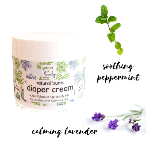 Natural Bums Diaper Rash Cream (Chemical Free), Made with Organic Shea Butter & Coconut, Lavender Chamomile. Non-nano.