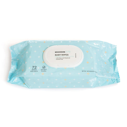 (12 Pack, 864 99% 6.8 7 72 Pack McKesson Baby Wipes, Unscented Wipes) - Aloe & Vitamin E, Water, Flip-Top Lid, Wipes