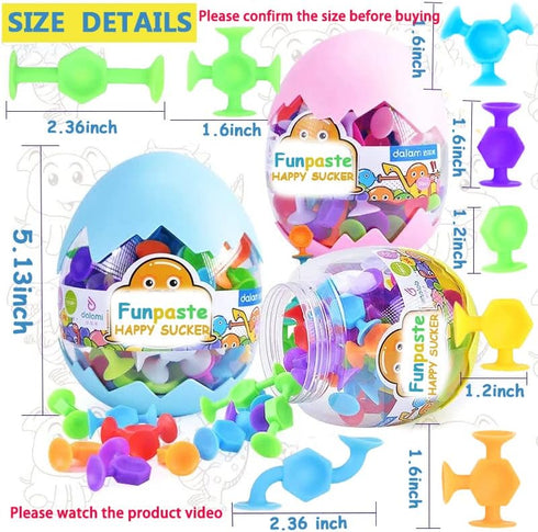 50Pcs Bath Toys for Kids Ages 3+, Suction Cup Sensory Toys, Travel Window Toys, Dinosaur Eggshell Storage