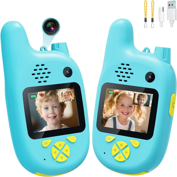 Pussan Video Walkie Talkies for Kids with Dual Cameras,2 Pack Rechargeable Kids Walkie