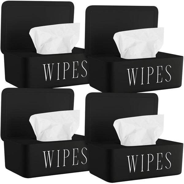 Singhoow 4 Pack Baby Wipes Dispenser Refillable Wipe Holder with Lid Toilet Wipes