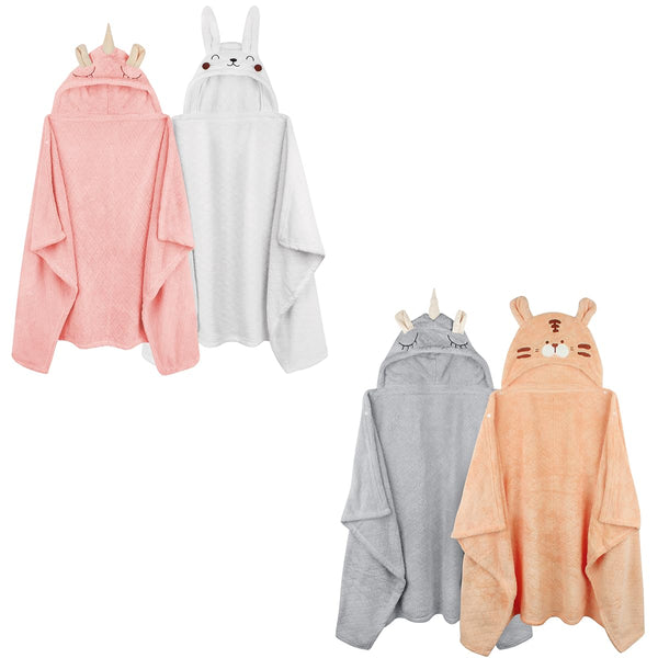 FUBANRAY 4-Pack Toddler Towels Hooded Baby Bath Towels for Boy Girl 0-5 Years,