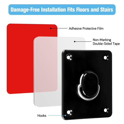 Mesh Dog Gate Floor Adhesive Hooks 2-Pack, No Drilling Retractable Baby Gates Hooks for Securing to Floors, Stairs