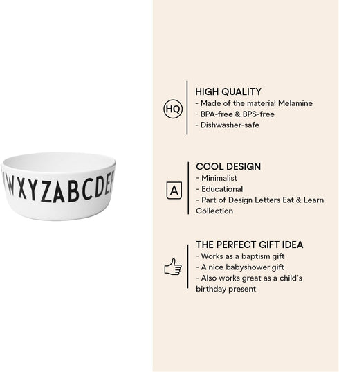 Design Letters Kids Alphabet Melamine Bowl for Salads, Pasta & Snacks, 20201002BOWL