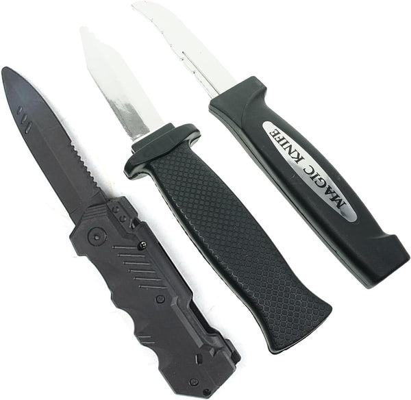 3PCS Retractable Fake Knife Toy, Plastic Dagger Props for Halloween Fool's Day Gift