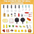 Playset, 3-5, 2-Layer Kids Grill BBQ Toy Grill with Smoke Sound Light and Wheel, Movable Pretend Play Kitchen Toys