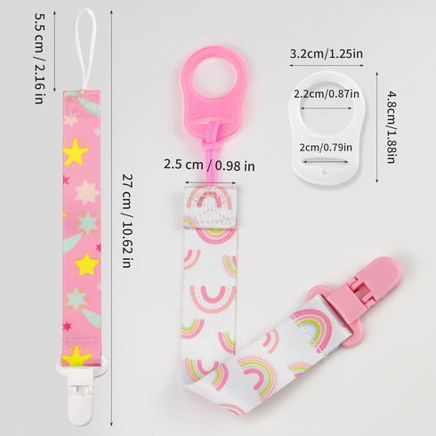 4 Pack Pacifier Clips for Boys & Girls, Silicone Dummy Clips with Adapters for Baby Teething Toys, Baby Shower